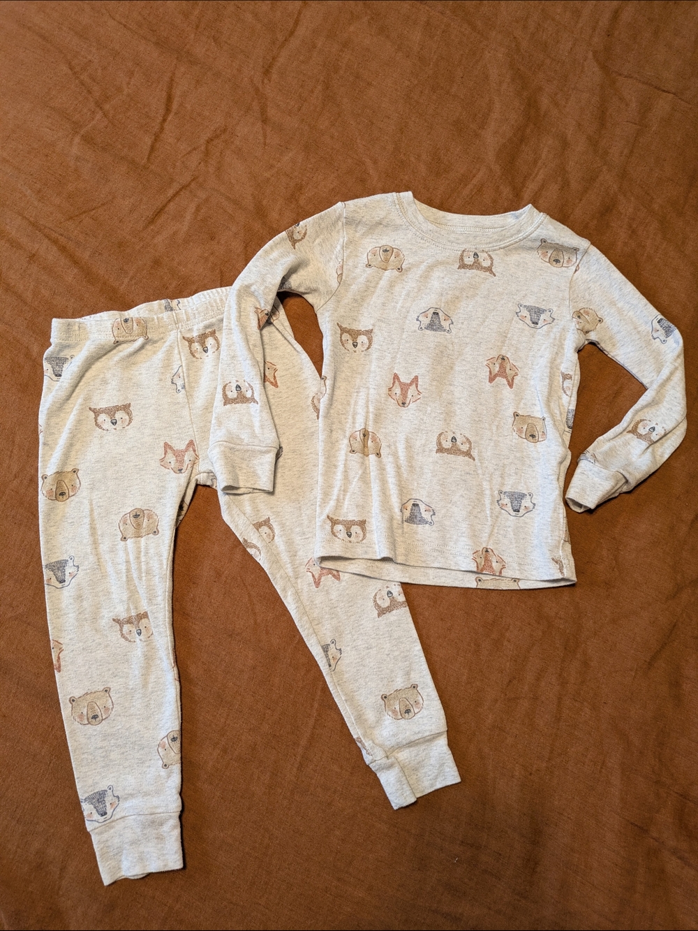 Carter's Cream Animal Print Long-Sleeve Pajama Set